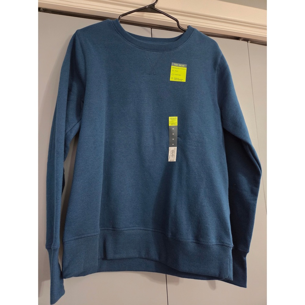 NWT Tek Gear Ultrasoft Fleece Sweatshirt Medium Blue Crewneck